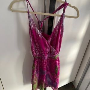 Charlie jade short pink green dress with straps size med.